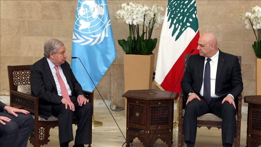 جوتيريش عقب لقائه رئيس لبنان: أطالب إسرائيل وحزب الله بوقف الحرب