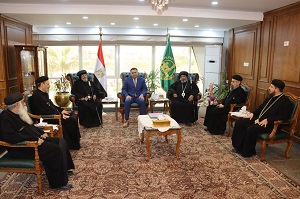 محافظ القليوبية يستقبل مطران وأساقفة الكنيسة القبطية الأرثوذكسية للتهنئة بعيد الفطر