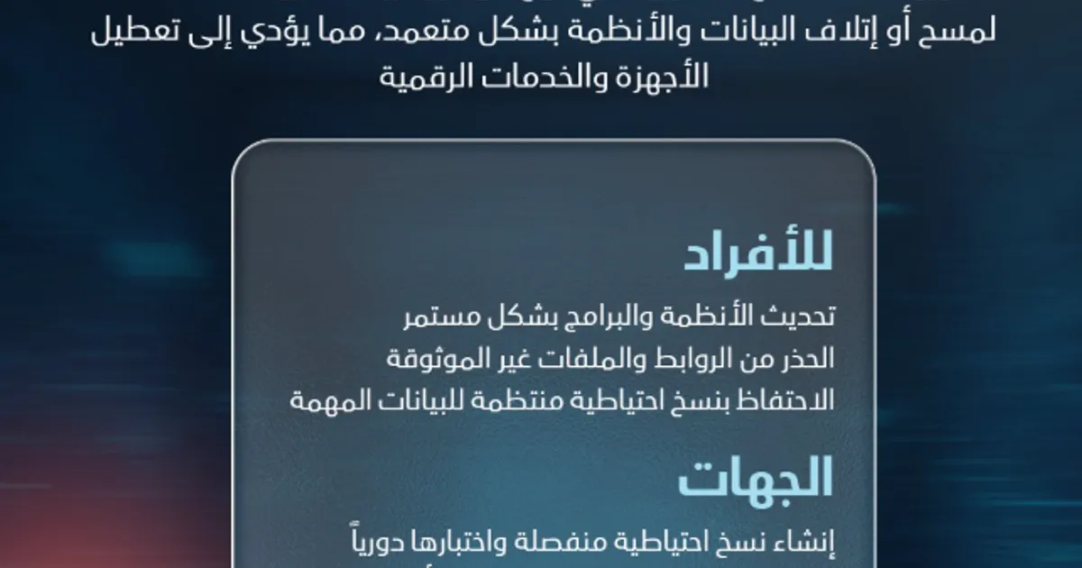 الإمارات.. تحذير من فيروسات تمسح البيانات وتعطل الأنظمة عمدا