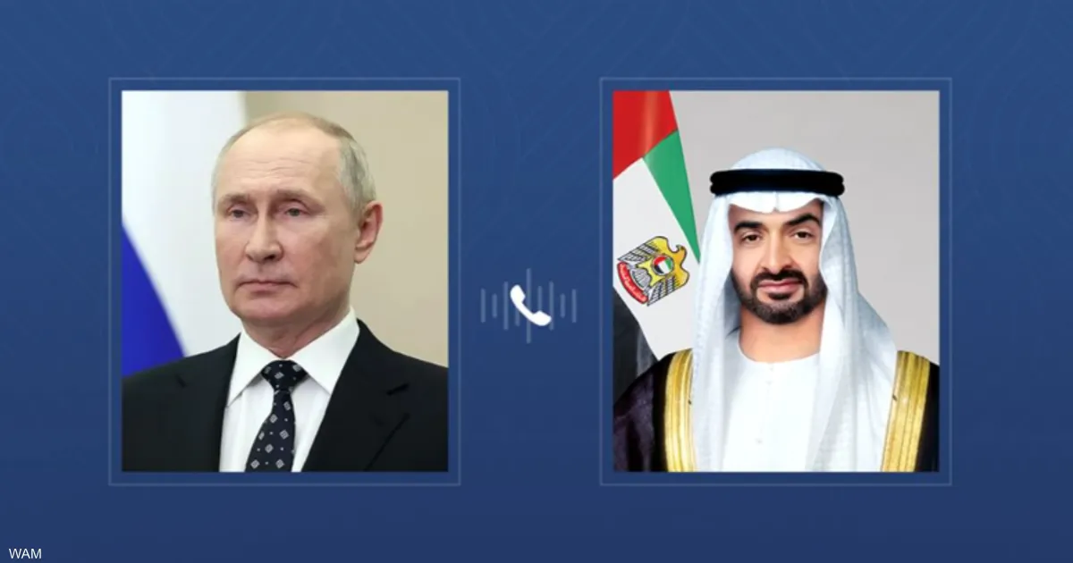 رئيس دولة الإمارات يتلقى اتصالا هاتفيا من الرئيس الروسي